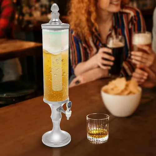 Miniatura 6 de Dispensador de torre de cerveza de 3 litros con tubo de hielo y dispensador de cerveza de mesa ligera, 3.2 cuartos de galón /102 onzas, dispensador