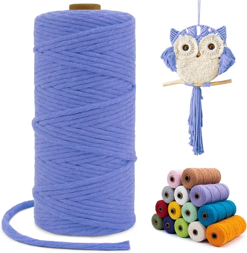 Miniatura 18 de Cuerda de macramé de una sola hebra de 0.197 in x 110 yardas, cuerda de macramé de algodón natural de 0.197 in, cuerda de algodón grueso para colgar