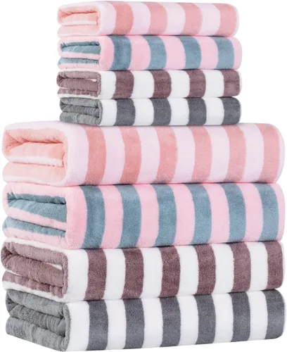 Juego de Toallas de Baño de Microfibra 4 Toallas de Baño 4 Toallas de Mano 4 Colores para Ducha Piscina Playa Baño Súper Absorbente Suave Secado