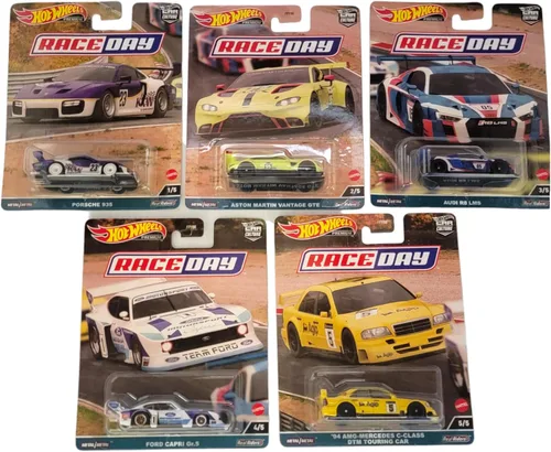 Hot Wheels Car Culture 2023 Race Day - Juego completo de 5 vehículos fundidos a presión de FPY86-959D