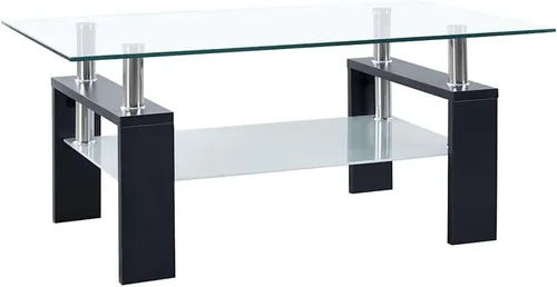 Miniatura 3 de Mesas de Centro para sala Juego de mesa de comedor negro y transparente de 37.4 x 21.7 x 15.7 pulgadas, vidrio templado, adecuado para dormitorios