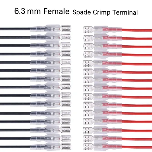 Miniatura 3 de 30 terminales de crimpado de doble cabeza de 0.248 in con funda aislante con alambre rojo + negro hembra pala kit surtido de empalme rápido 11.82