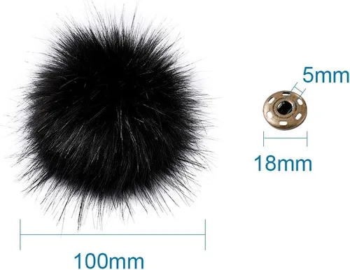 Miniatura 6 de Beadthoven - Juego de 1 pompón de piel sintética con botón de presión para tejer sombreros, zapatos, bufandas, bolsa de bricolaje hecha a mano, 3.9