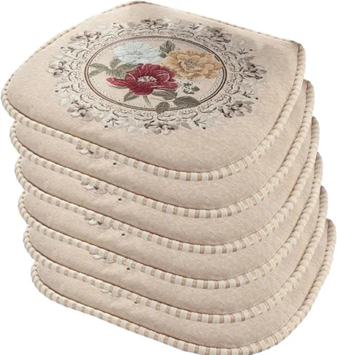 Miniatura 33 de EORNOW Juego de cojines para silla de comedor con lazos, juego de 1/2/4, almohadillas antideslizantes para silla de comedor con funda extraíble