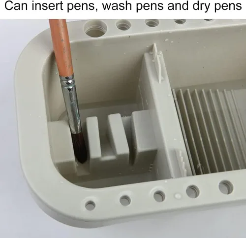 Miniatura 6 de Bibabala Limpiador de pinceles de pintura al óleo con bandeja de paleta de pintura, tazas de pintura con tapas, soporte para pinceles de pintura
