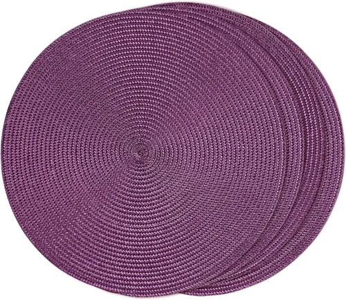 Miniatura 55 de FunWheat Juego de 6 manteles individuales redondos trenzados para mesas de comedor, tejidos, lavables, antideslizantes, de 15 pulgadas