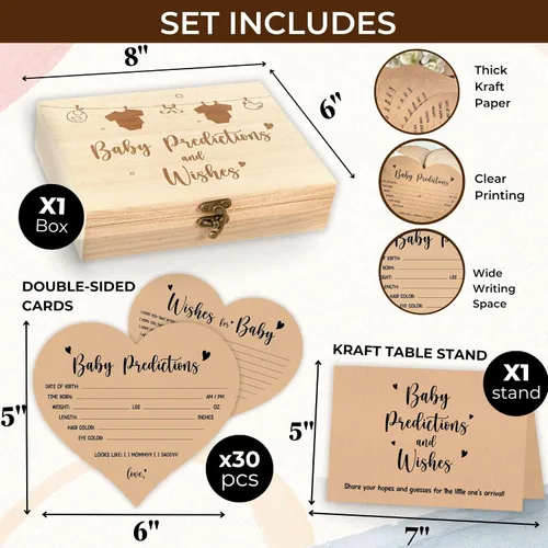 Miniatura 2 de WOODAMORE Tarjetas de Predicción para Bebé para Decoraciones de Baby Shower - Tarjetas Rústicas de Predicciones de Bebé y Consejos, Tarjetas