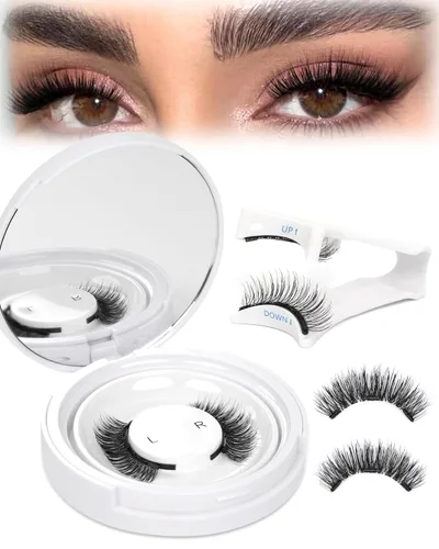 Miniatura 11 de EMEDA 002 - 10 pares de pestañas postizas de aspecto natural, pestañas postizas suaves, 100% hechas a mano, reutilizables, banda transparente, 1