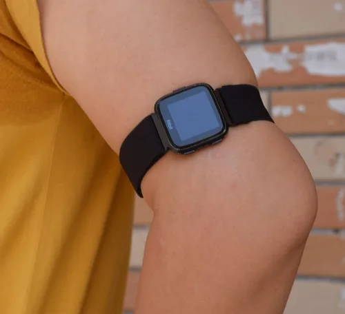 Miniatura 5 de Paquete de 2 bandas elásticas ajustables, muñequeras y tobilleras con deslizador de tres deslizamientos para reloj Fitbit Versa 2/1/SE/Lite o Blaze