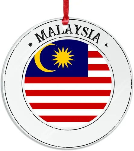 Miniatura 3 de Adornos de Navidad de Malasia, bandera de Malasia, adornos acrílicos, colgante para árbol de Navidad, bandera nacional, recuerdo del país