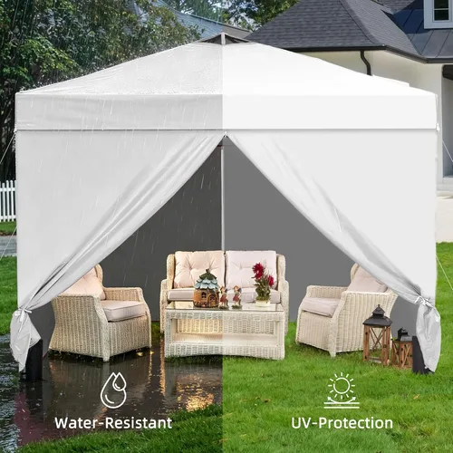 Miniatura 6 de GDY 10x10FT Pop-Up Canopy Tent — with 4-Side Walls & Vented Top, Portable Outdoor Event Tent for Garden, Poolside, Parks, Parties,Camping, White.
