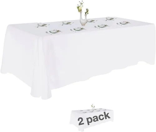 Miniatura 31 de Urby Mantel negro para mesas rectangulares de 6 a 8 pies con capacidad para 6 a 8 personas, manteles de mesa de tela para fiestas de 6 a 8 sillas