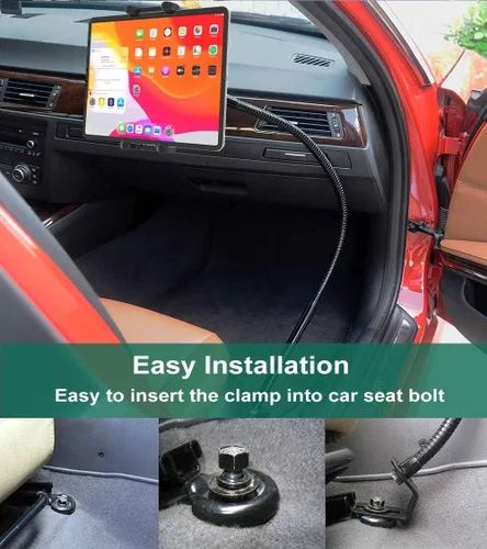 Miniatura 2 de Soporte para tablet de asiento de automóvil para tablet y teléfono de 4 a 13 pulgadas, resistente soporte de brazo de cuello de cisne de 19.7