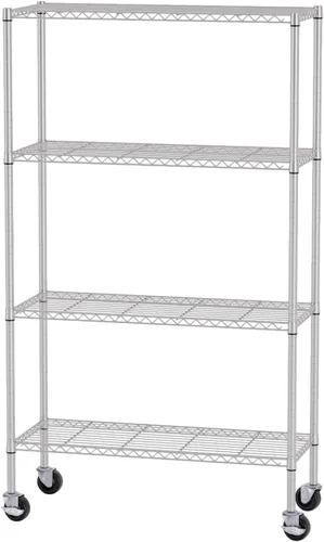 Miniatura 16 de FDW Estantes de almacenamiento ajustables, unidad de estantería de alambre de 5 niveles, estantes de metal resistente con ruedas, 14 pulgadas