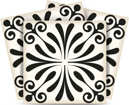 Miniatura 11 de Mi Alma Calcomanías de azulejos en blanco y negro – Calcomanías de azulejos para despegar y pegar, juego de 24 piezas, 5 x 5 pulgadas, calcomanías