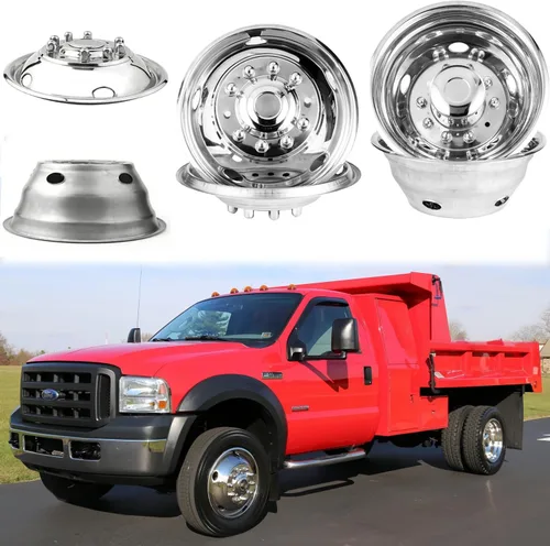 Miniatura 14 de Juego de simuladores de rueda de acero inoxidable pulido de 16 pulgadas para doble rueda, compatible con Dodge, Mercedes y Freightliner Sprinter Van