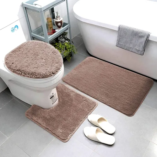 Miniatura 8 de Luxury Home Goods Juego de 3 alfombras de baño de microfibra súper suave, incluye alfombra de baño, alfombra de contorno y cubierta para tapa