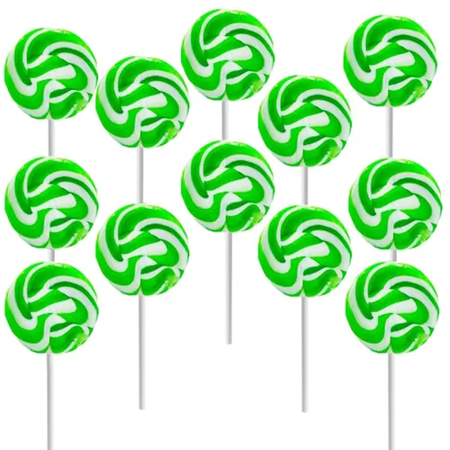 Miniatura 13 de Fruidles Paquete de 24 paletas de remolino de manzana verde, dulces de caramelo, recuerdos de fiesta, 1.5 pulgadas envueltas individualmente