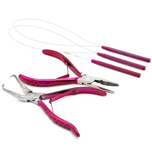 Miniatura 17 de Kit de herramientas profesionales para extensiones de cabello y cuentas, juego de alicates para quitar cuentas (4 piezas) I-Link Micro Ring Loop