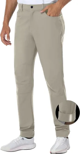 PULI Pantalones de golf para hombre, vestido elástico, de secado rápido, pantalones casuales de negocios con bolsillos para trabajo y viajes