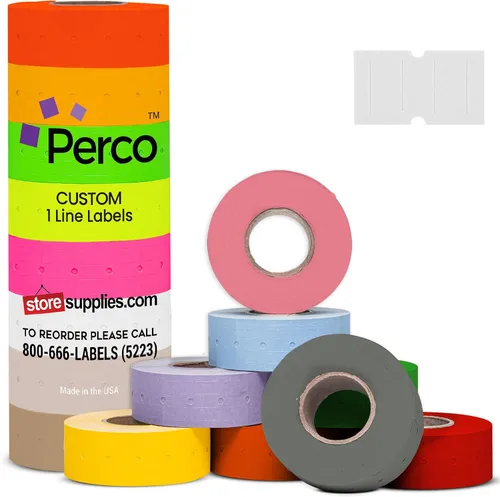 Miniatura 16 de Etiquetas azules Perco de 1 línea - 8 rollos, 1 funda, 8,000 etiquetas en blanco para pistolas de precio y fecha de 1 línea Perco - Fabricadas