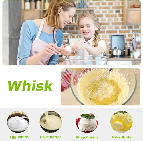 Miniatura 5 de Bonsenkitchen Batidora de mano de inmersión con batidor, 20 velocidades y modo turbo, batidora de mano de 500 W, batidora de mano de acero