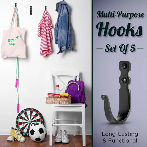 Miniatura 4 de Ganchos decorativos para pared - Gancho de pared para colgar abrigos, sombreros y bolsos, ganchos rústicos para toallas para baños o cocina