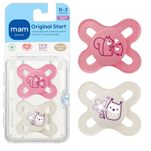 Miniatura 11 de MAM Original Start - Chupetes mate para bebé, Binky para 0-3 meses, pezón de silicona sin BPA, fácil de limpiar, lo mejor para bebés recién nacidos