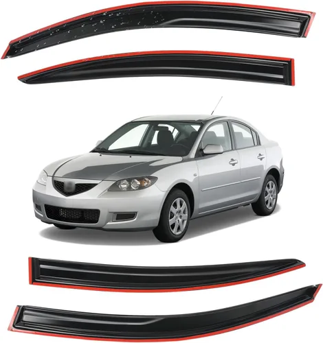 Viseras para ventanas para Mazda 3 Sedán 4 puertas 2004 2005 2006 2007 2008 2009 estilo JDM Mugen, deflector de viento, protector solar y de lluvia,