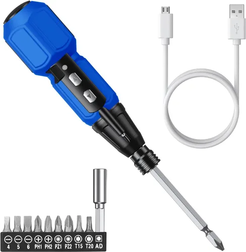 AMIR Destornillador eléctrico inalámbrico recargable, juego de destornilladores eléctricos, kit de herramientas de reparación automática portátil