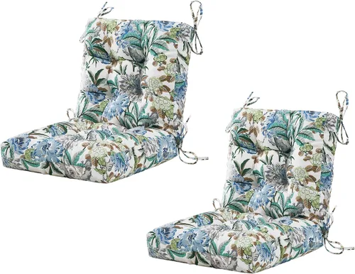 Miniatura 26 de BLISSWALK Cojines para sillas de exterior, 40 x 20 x 4 pulgadas, cojín de mimbre grueso con respaldo bajo y lazos para muebles de patio, floral