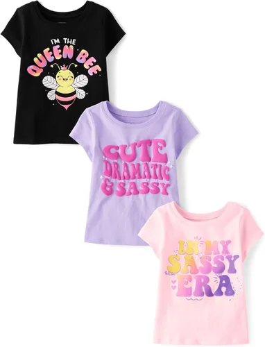 Miniatura 33 de The Children's Place Camisetas estampadas de manga corta para bebés y niñas pequeñas, con diseño de unicornios y mariposas, a la moda, paquete de 3