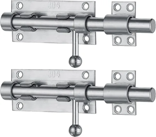 Miniatura 9 de JQK Pestillo de puerta de perno deslizante negro, 6.3 pulgadas (grosor 0.094 in) Perno de barril de acero inoxidable 304 resistente con orificio