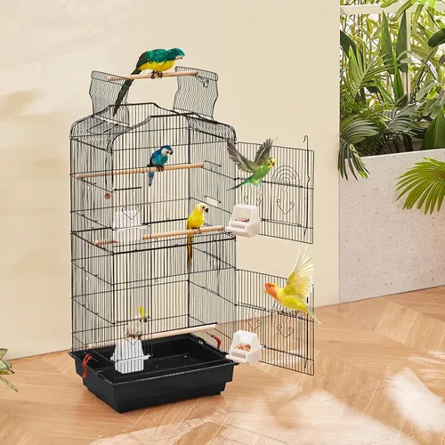 Miniatura 8 de VEVOR Jaula Grande para Loros de 41 Pulgadas con Parte Superior Abierta, Jaula Colgante para Periquitos, Pinzones, Canarios, Agapornis, Cacatúas