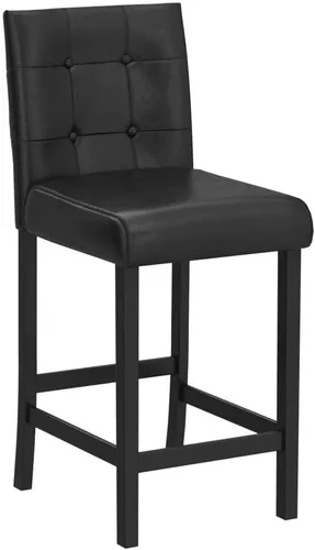 Miniatura 4 de COSTWAY Juego de 2 taburetes de bar, taburete de bar tapizado de 26 pulgadas con respaldo, sillas de altura de mostrador de cuero de PVC