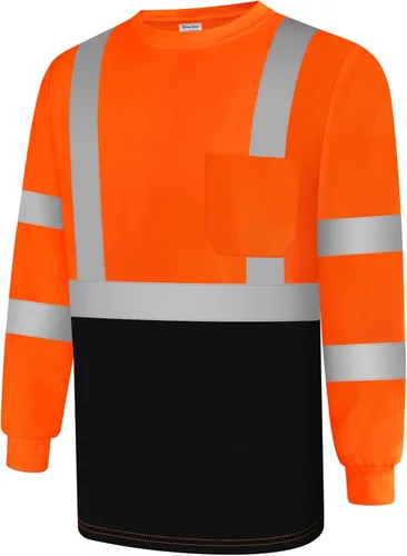 Miniatura 20 de Camisas de alta visibilidad para hombres Clase 3 Hi Vis reflectantes, camisas de seguridad para construcción para hombres y mujeres, de manga larga