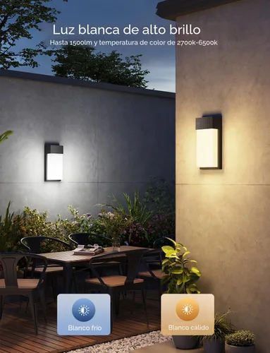 Miniatura 3 de Govee Lámpara de pared para exteriores, paquete de 2, luces de porche RGBIC inteligentes de 1500 lm para exteriores con 45 modos de escena, IP65