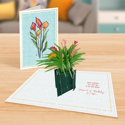 Miniatura 4 de Designer Pop!, Tarjeta de felicitación desplegable de cumpleaños – Diseño floral con tarjeta 3D de lirio de cala para amigos, familia y personas