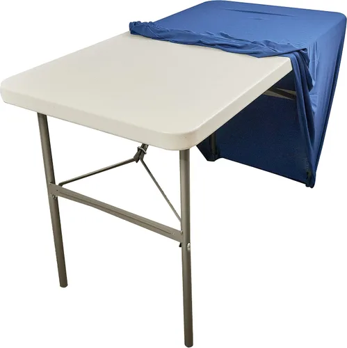 Miniatura 7 de Lifetime 80160 Mesa de utilidad plegable ajustable de altura comercial, 4 pies, granito blanco e Iceberg iGear - Mantel rectangular de tela