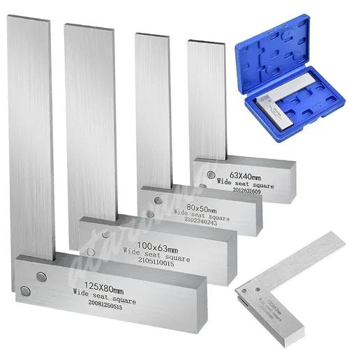 Juego de Escuadras de Mecánico de 2, 3, 4, 5 Pulgadas, Atarvana Escuadras de Acero Mecánico de Alta Precisión, Acero al Carbono Endurecido, Base