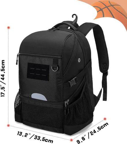 Miniatura 7 de DSLEAF - Mochila de baloncesto para hombres, bolsa de fútbol con compartimento para pelota y zapatillas para baloncesto, fútbol, entrenamiento