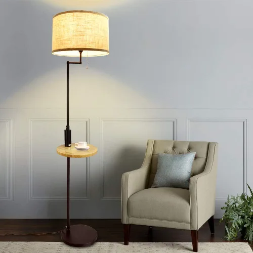 Miniatura 8 de DLLT - Lámpara de pie LED para sala de estar, luz de acento de pie con puerto de carga USB, ahorro de energía, iluminación de poste alto con mesa