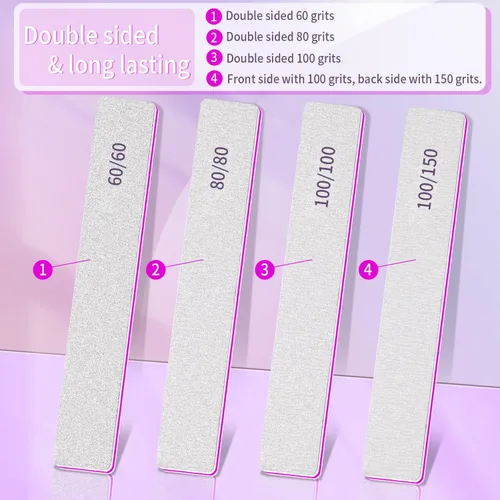 Miniatura 4 de Herramientas profesionales de manicura de lima de uñas para aseo y peinado, extensión de uñas de polietileno en salón, doble cara, grano 80/80, 12