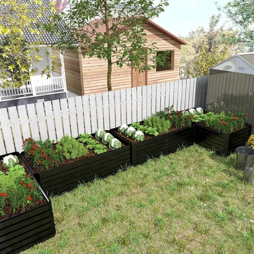 Miniatura 7 de NAVINE Cama de jardín elevada de 8 x 4 x 2 pies, macetas elevadas de metal grande, macetas para plantas al aire libre para verduras, flores