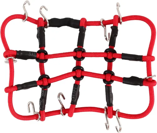 INJORA Red de equipaje de techo RC con ganchos para 1/18 TRX4M Axial SCX24 C10 JLU Gladiator Bronco Piezas de actualización 1/18 TRX4M 1/24 RC Rojo