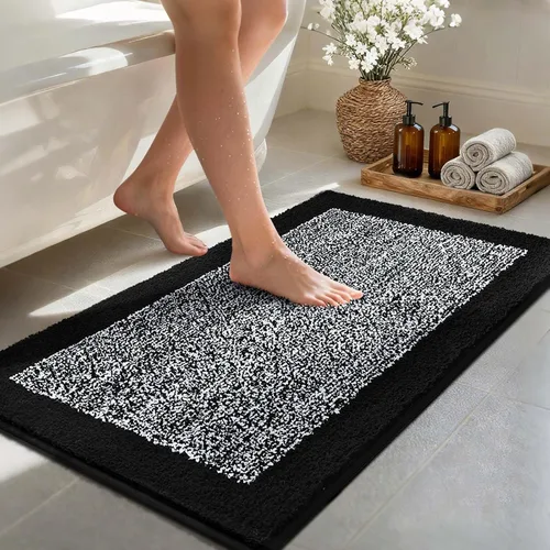 Miniatura 22 de Alfombras de baño de 17 x 24 pulgadas, antideslizantes, lavables, color gris, para bañera, tapete de baño para baño, tapete suave y absorbente