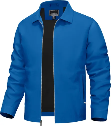 Miniatura 8 de TACVASEN Chaqueta Cortavientos Ligera para Hombre con Cremallera Completa Cuello Plegable Chaquetas Abrigo Casual Ligero con Bolsillos con Cremallera