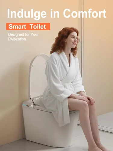 Miniatura 9 de Inodoro inteligente con bidé, tapa de apertura y cierre automático, asiento con calefacción, secadora, luz nocturna, pantalla LED, doble descarga