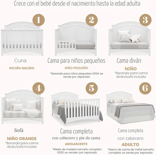 Miniatura 4 de Delta Children Perry, cuna convertible 6 en 1, con certificado Greenguard Gold, color blanco Bianca