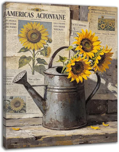 Miniatura 8 de Lienzo decorativo de margaritas azules y rosas, impresión de estilo floral abstracto, arte de ramo de flores silvestres moderno y neutro, decoración